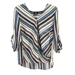 W5 multicolor v neck blouse with tie sleeves